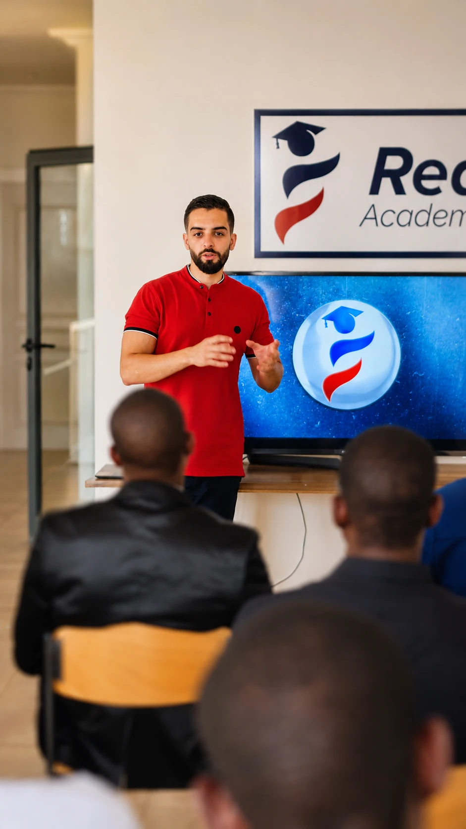 Session de formation Red Life Academy : le formateur face à un groupe d'apprenants